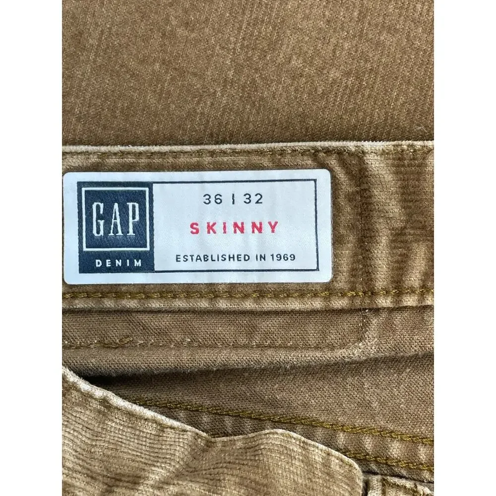 Gap Pants Mens 36 x 32‎ Brown Corduroy Cotton Blend Stretch Skinny
